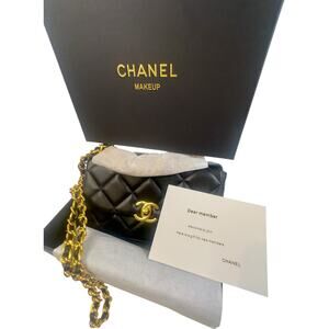 Chanel Beauty Mini Bag ~VIP Gift Cosmetic Bag~ Gold Chain with Crystal Handle